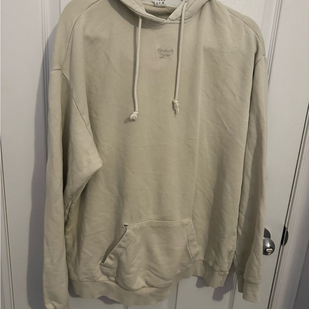 Reebok Cream Pullover Hoodie Relaxed Fit